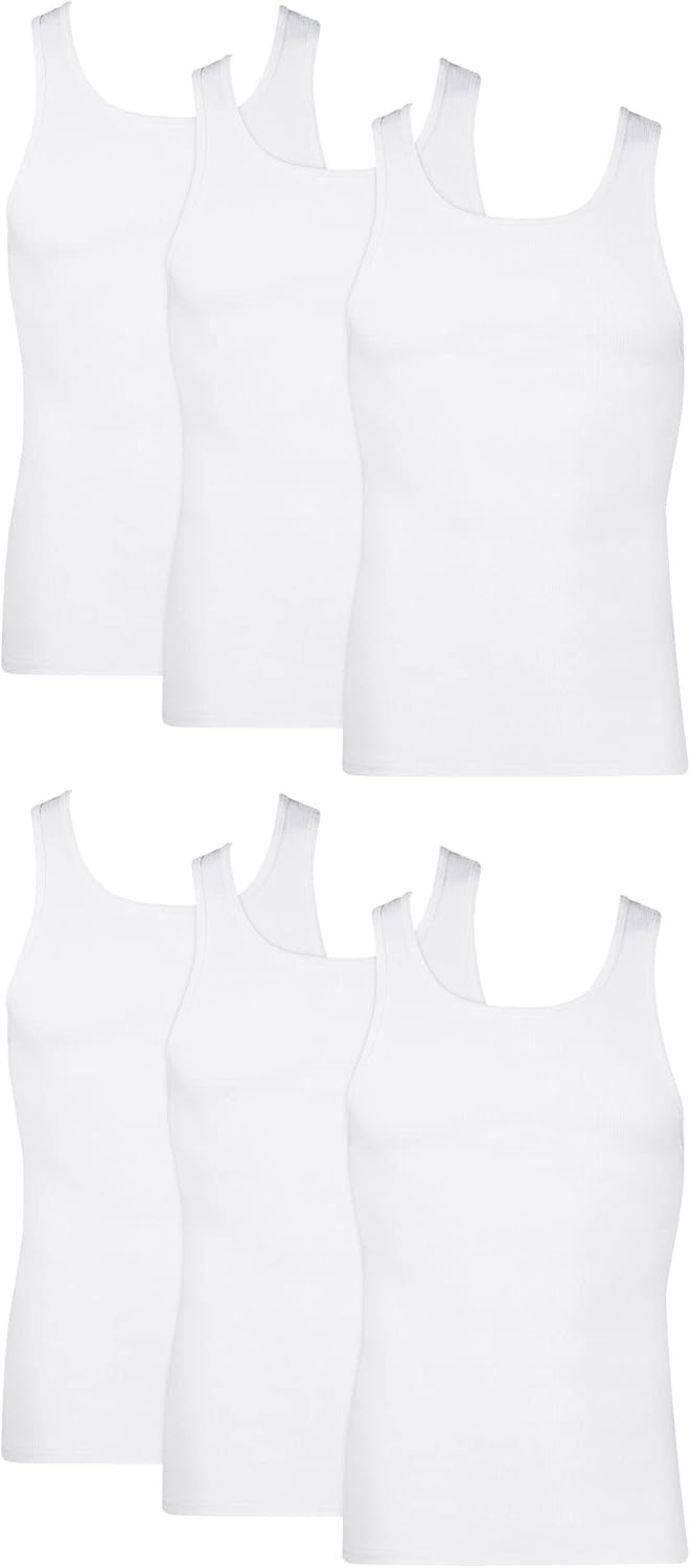 Hanes Men's, Moisture-Wicking Ribbed, Lightweight Cotton Tank Undershirts, Multi-Pack