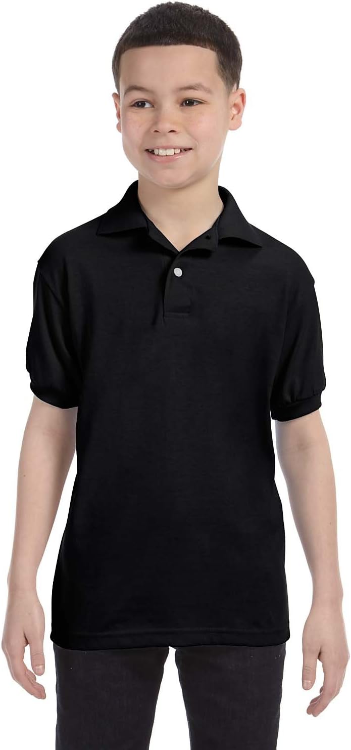 Hanes Boys' Short Sleeve Eco Smart Jersey Polo