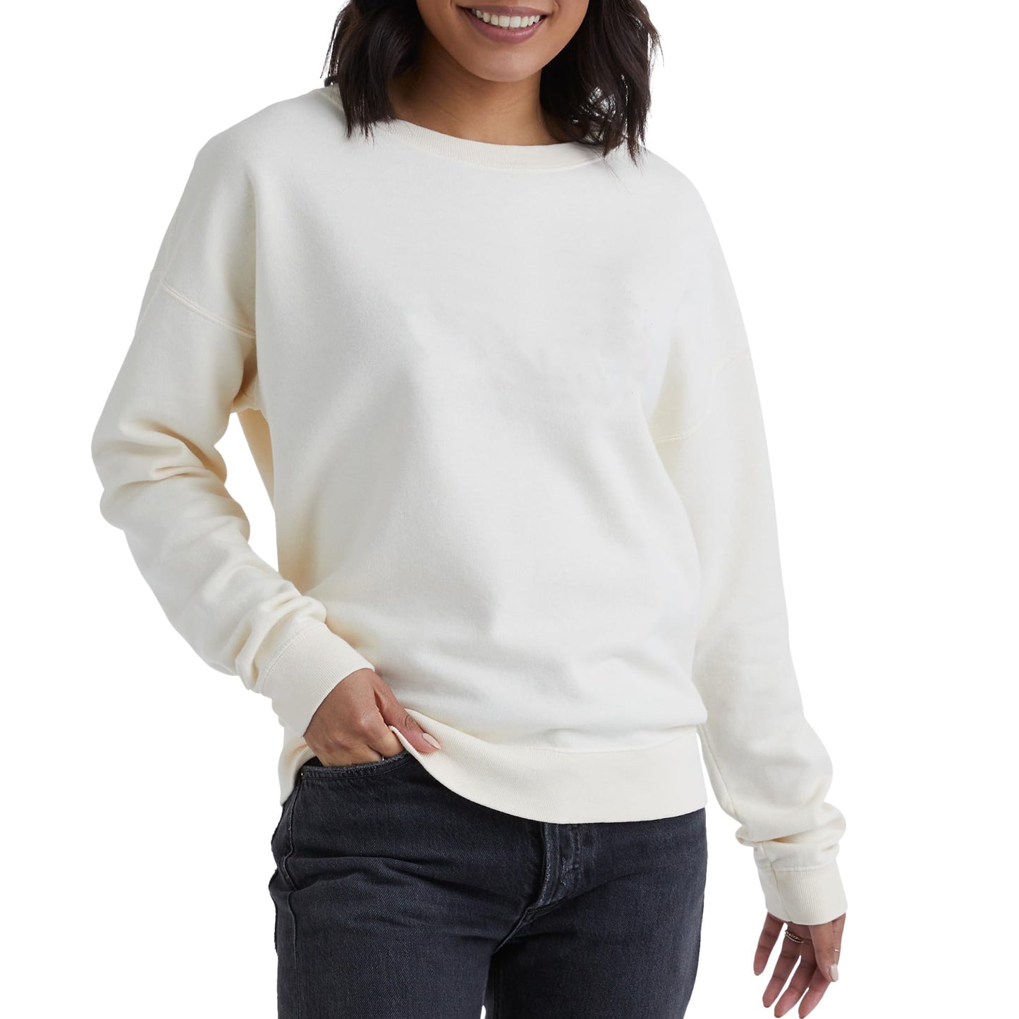 Hanes Originals, Lightweight Fleece Sweatshirt for Women, Garment Dyed
