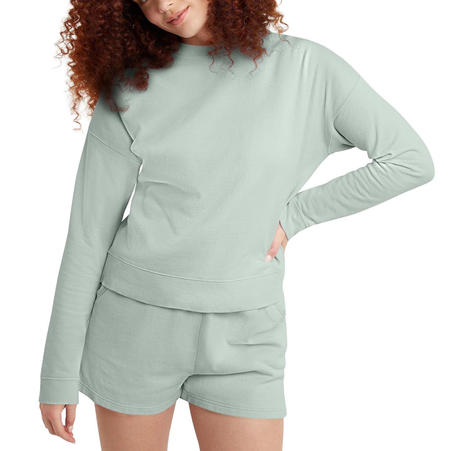 Hanes Originals, Lightweight Fleece Sweatshirt for Women, Garment Dyed