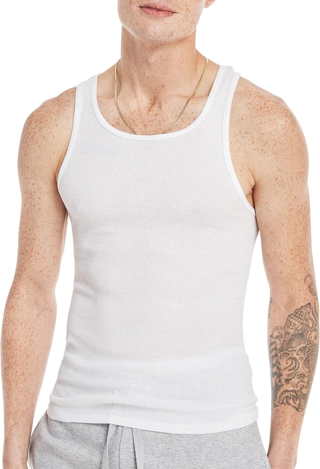 Hanes Men's, Moisture-Wicking Ribbed, Lightweight Cotton Tank Undershirts, Multi-Pack