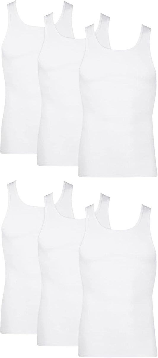 Hanes Men's, Moisture-Wicking Ribbed, Lightweight Cotton Tank Undershirts, Multi-Pack