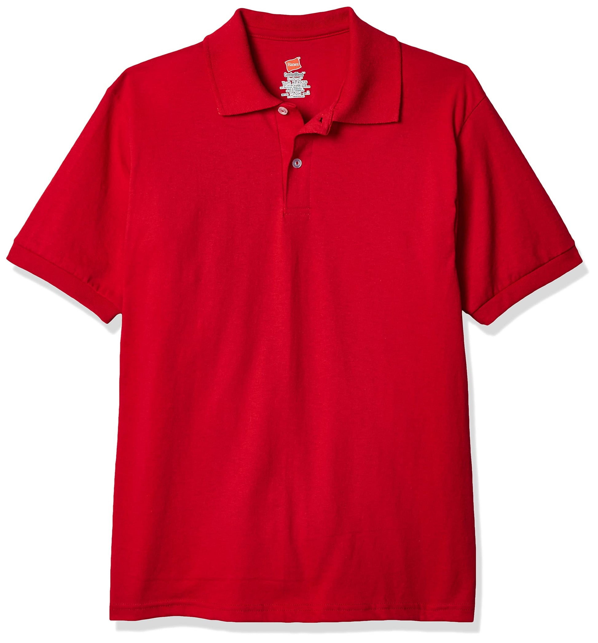 Hanes Boys' Short Sleeve Eco Smart Jersey Polo