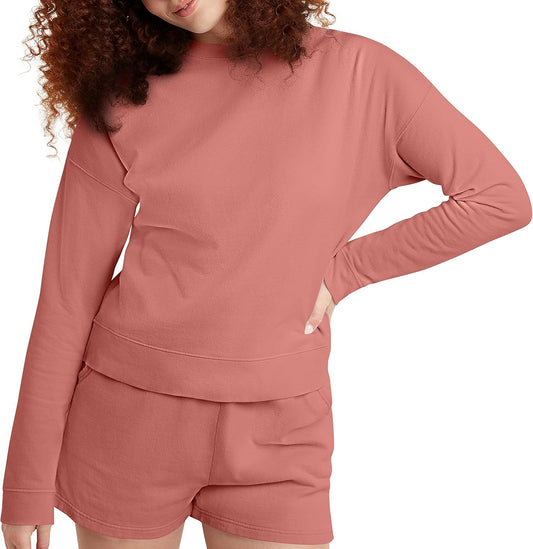Hanes Originals, Lightweight Fleece Sweatshirt for Women, Garment Dyed